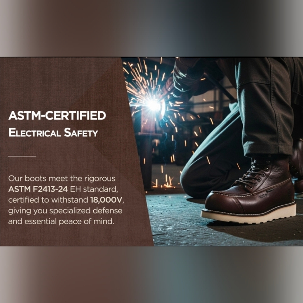 NIB Genuine Leather 8" Work Safety Work Boots Composite Toe Goodyear 11 mens 😀 - Picture 10 of 11